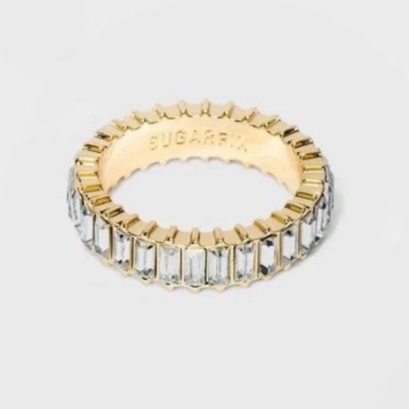 Sugarfix by BaubleBar Crystal Baguette Ring Gold Size 8 NWT - Picture 1 of 8